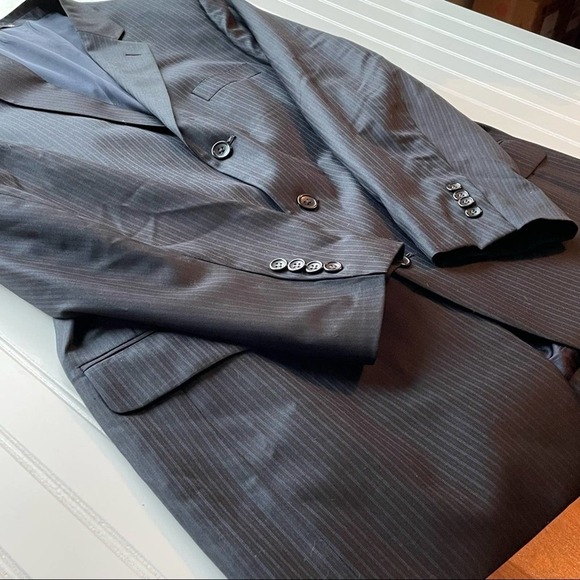 Emanuel Ungaro Suit Jacket Blazer Sport Coat Navy Blue Size 46R formal office - Picture 5 of 13